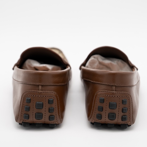 10G 10.5 US Gucci Interlocking G Leather Moccasin Driver Brown Loafers Leather main image 6